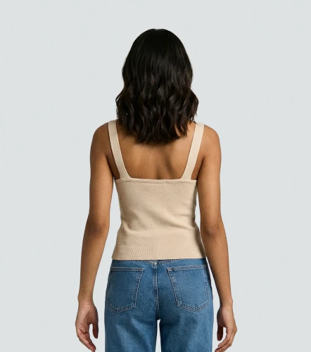 Raquel Blusa Tejida Unicolor De Tiras Con Decorado UnserAR