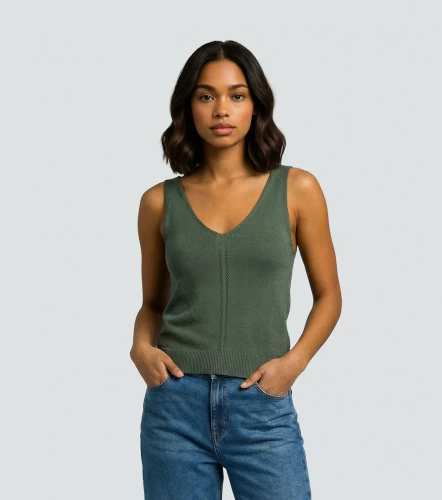 Raquel Blusa Tejida Unicolor De Tiras Con Decorado UnserVD