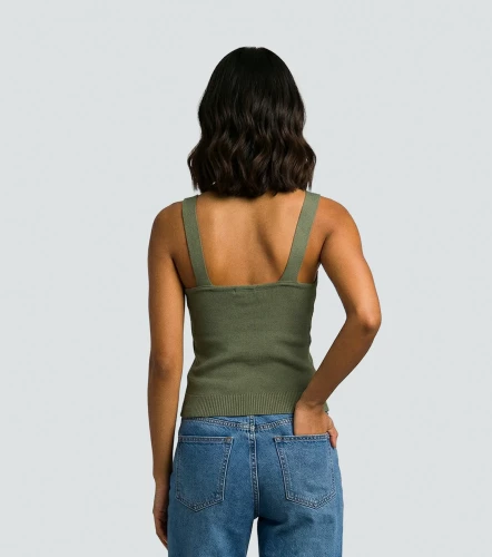 Raquel Blusa Tejida Unicolor De Tiras Con Decorado UnserVD