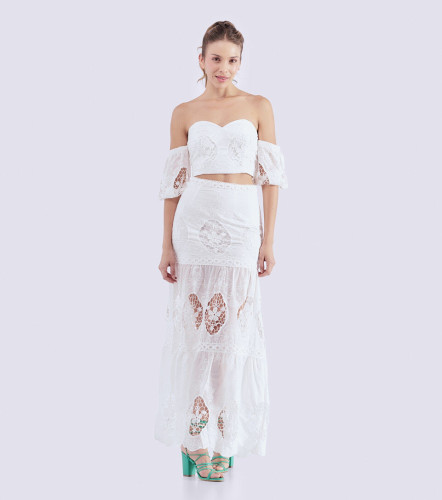 Set Para Mujer Crop Top Y Falda Larga Ojalillo DerekBL