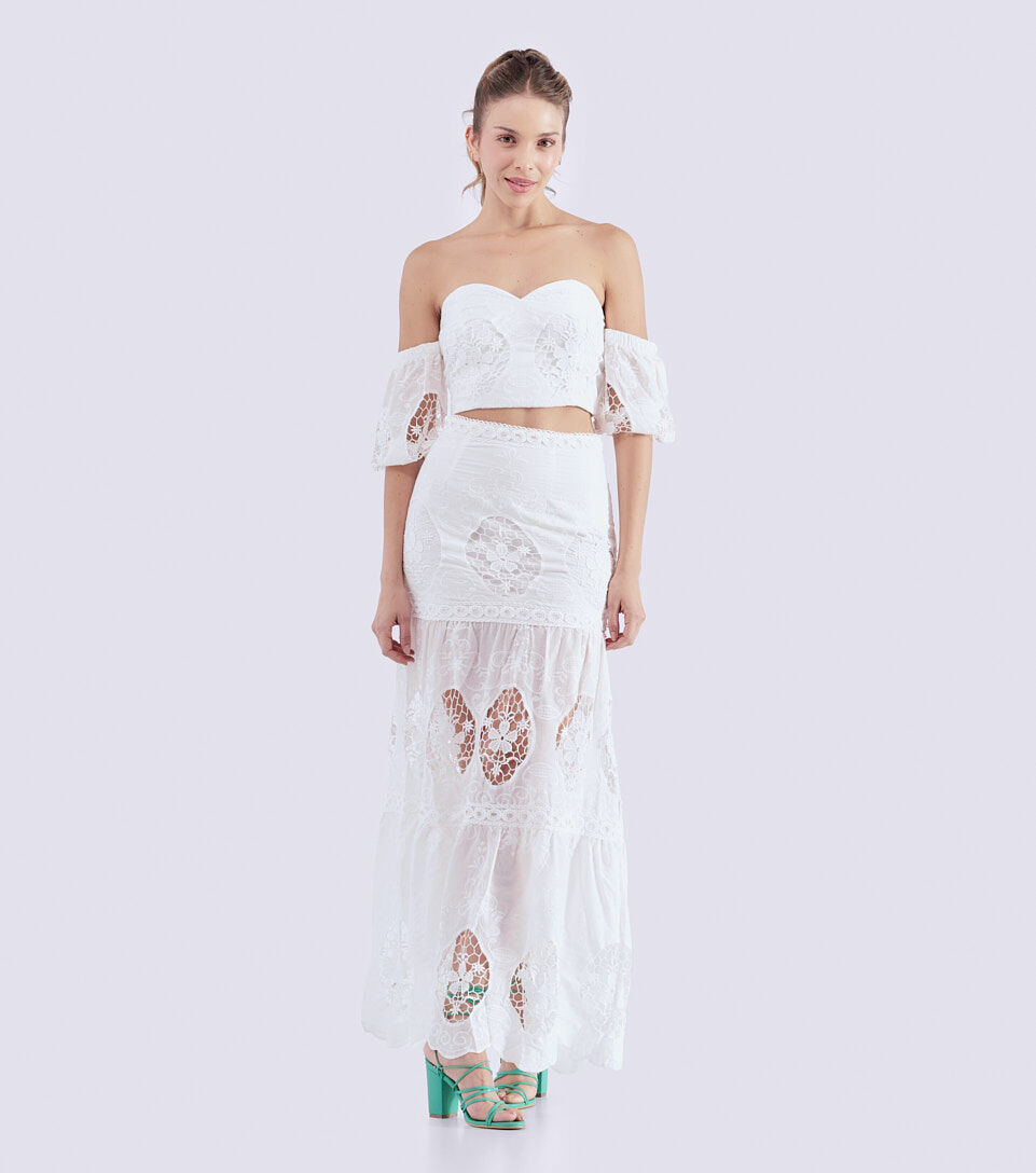 Set Para Mujer Crop Top Y Falda Larga Ojalillo DerekBL