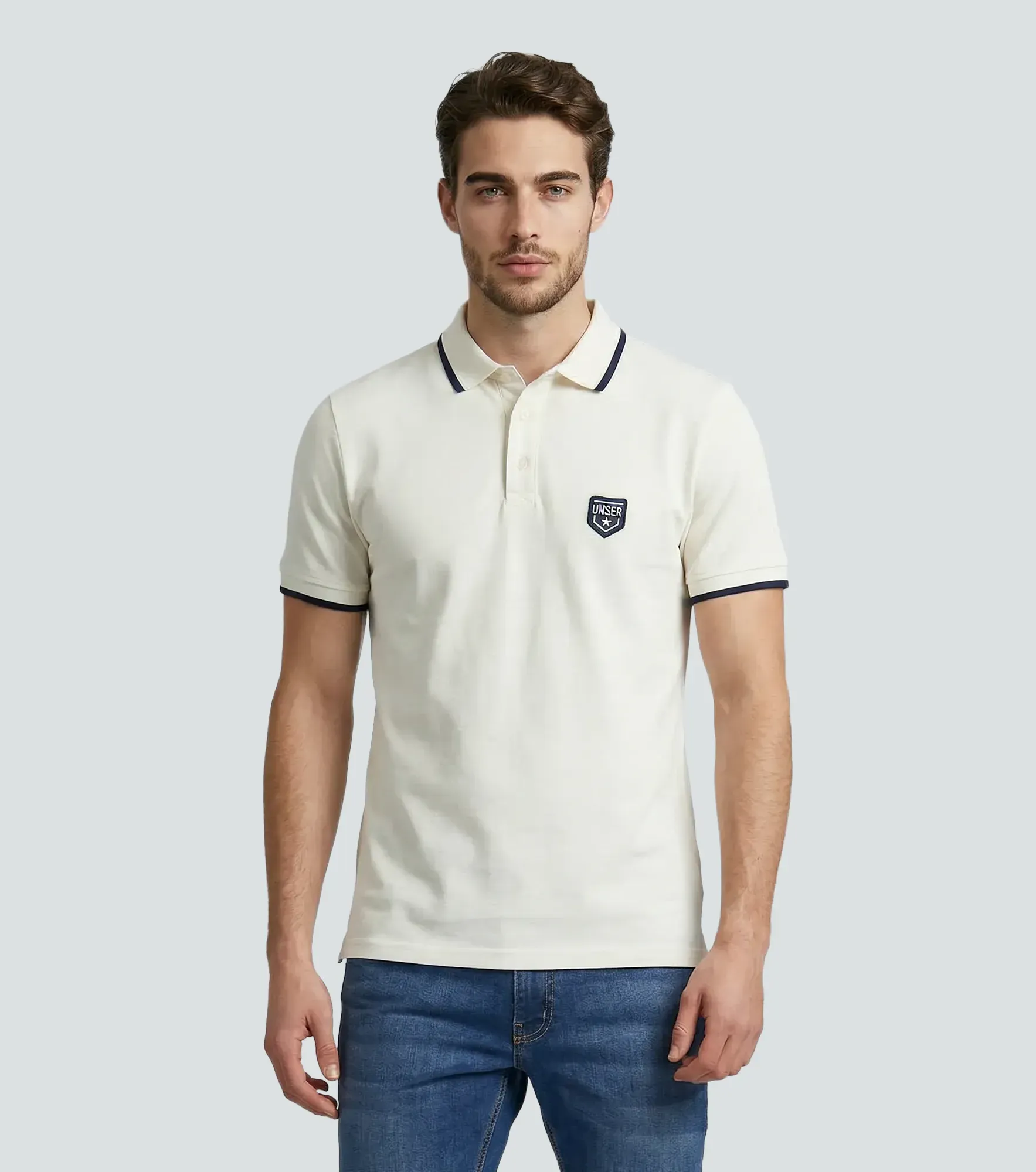 Slim Julian Polo Unicolor Con Bordado Unser 819686 AR