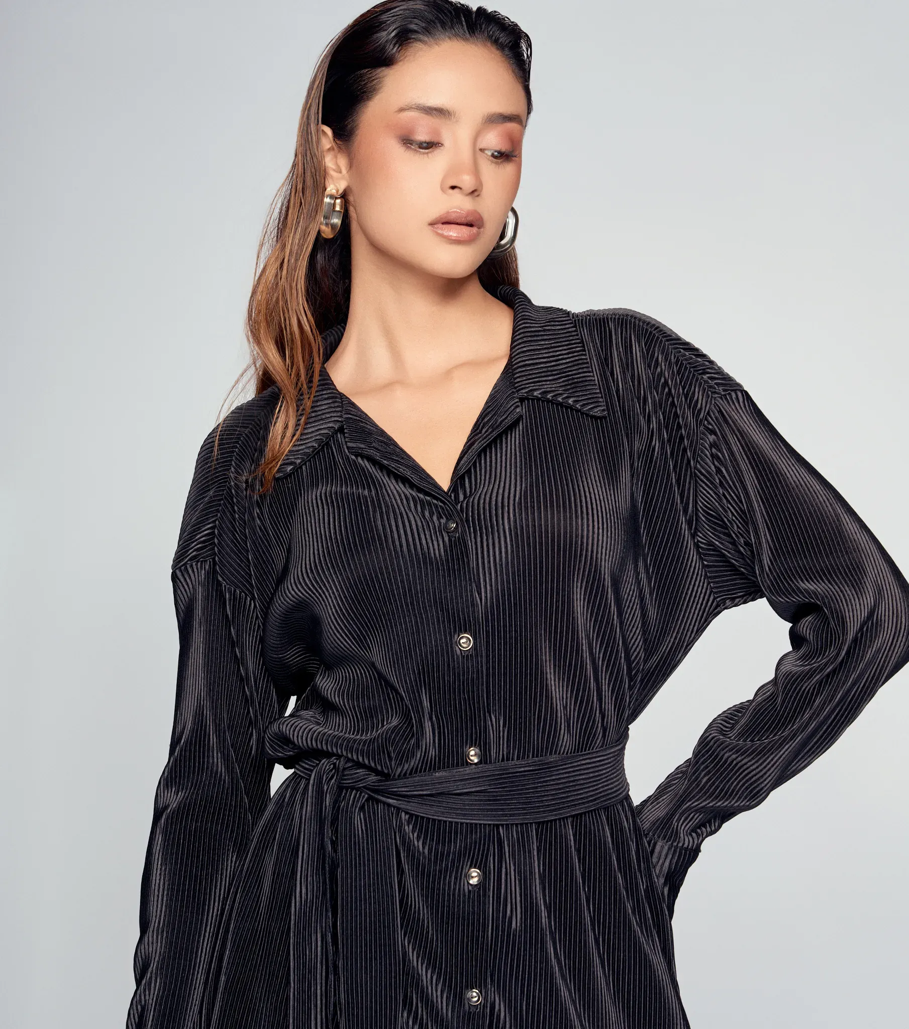 Vestido Para Mujer Manga Larga Unicolor DerekNG