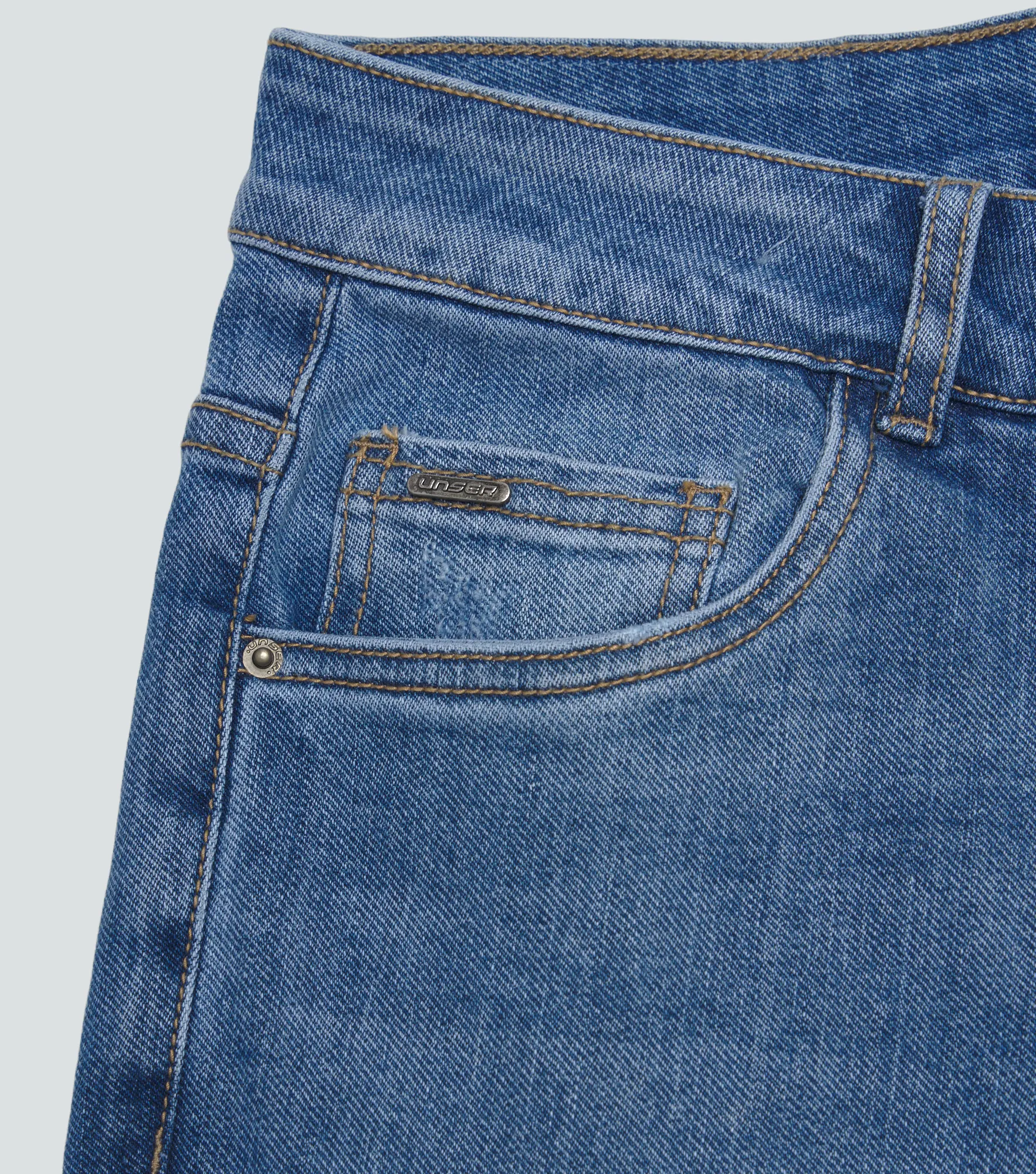 Iron Yanka Jean Tono Medio Claro Con Desgastes Y Cremallera Unser 835093 AZ