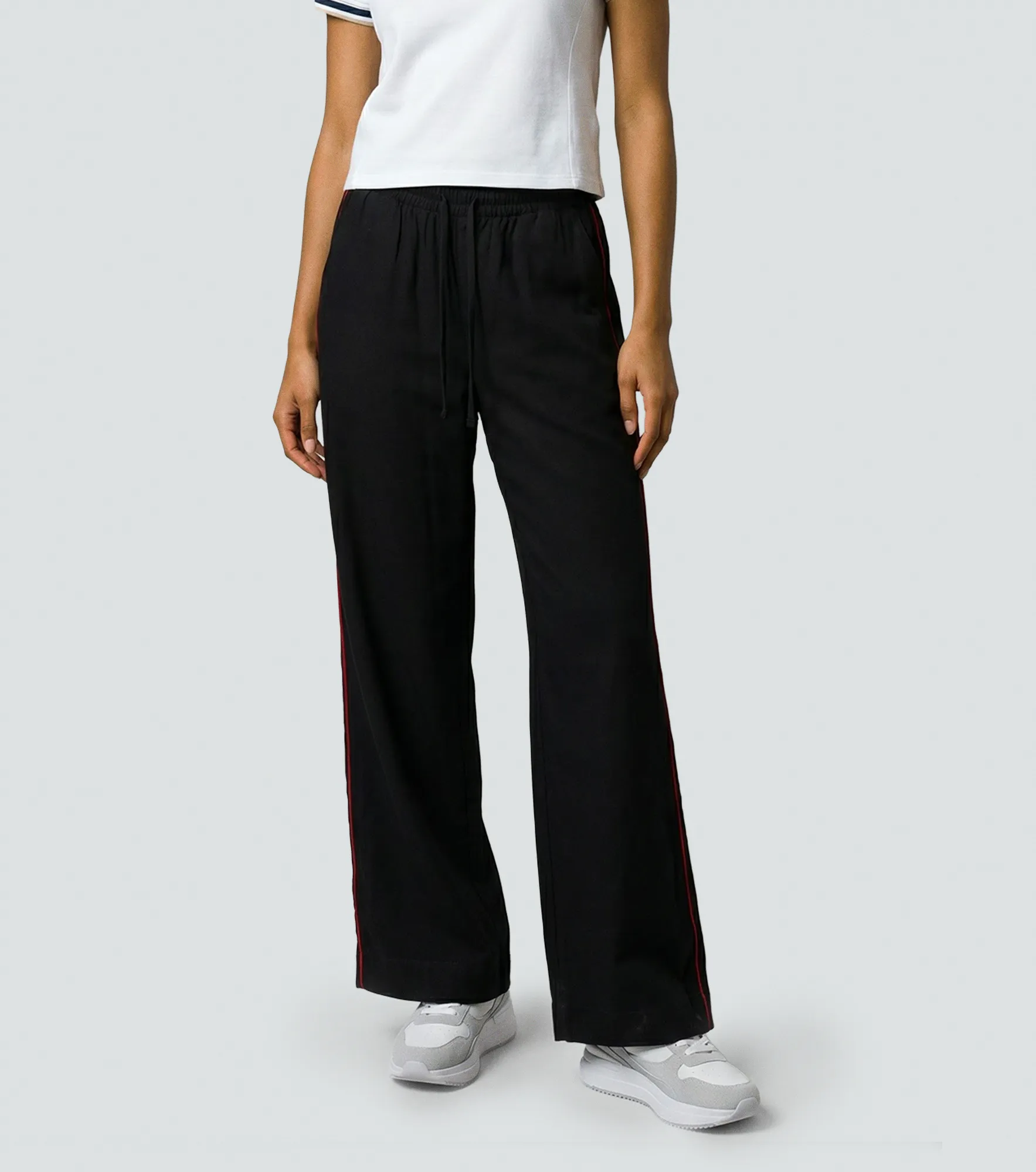 Loren Pantalon Unicolor Con Vivo En Contraste UnserNG