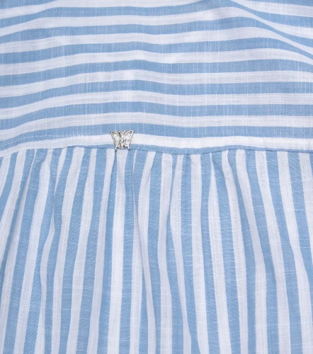 Blusa De Rayas En Lino Manga 3 4 DerekAZ