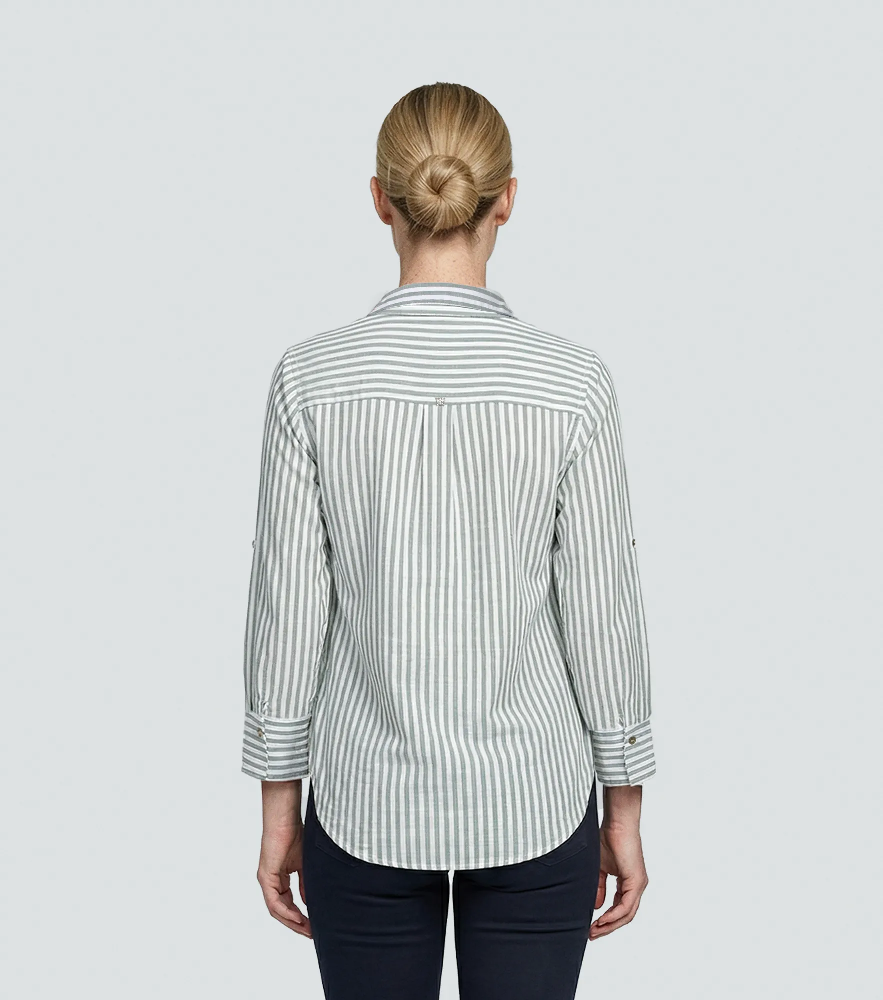 Blusa De Rayas En Lino Manga 3 4 Derek 832885 AZ