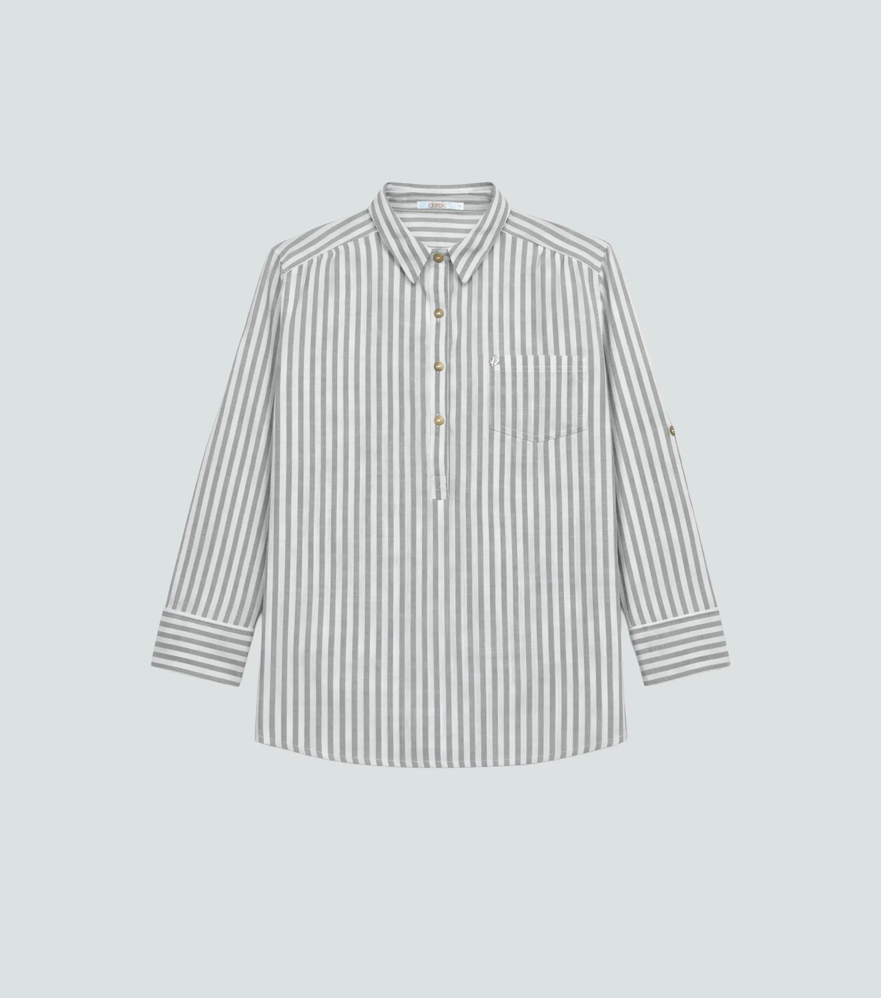 Blusa De Rayas En Lino Manga 3 4 Derek 832885 AZ