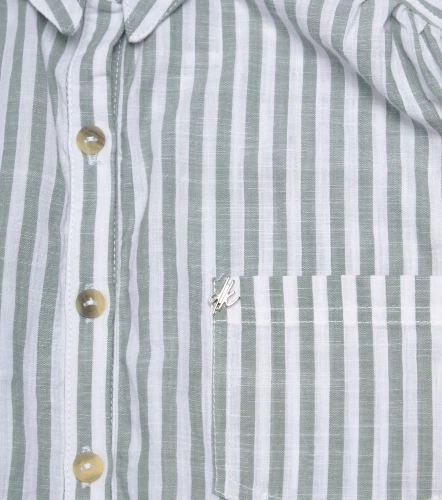 Blusa De Rayas En Lino Manga 3 4 DerekVD