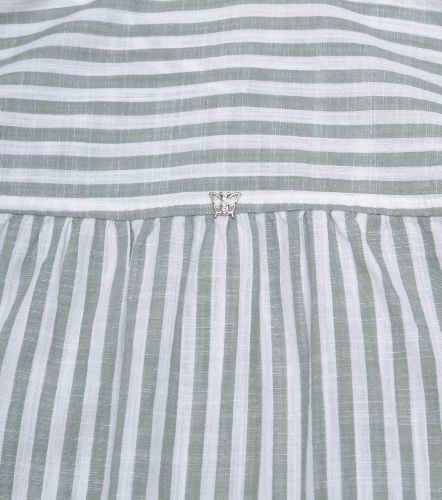 Blusa De Rayas En Lino Manga 3 4 DerekVD