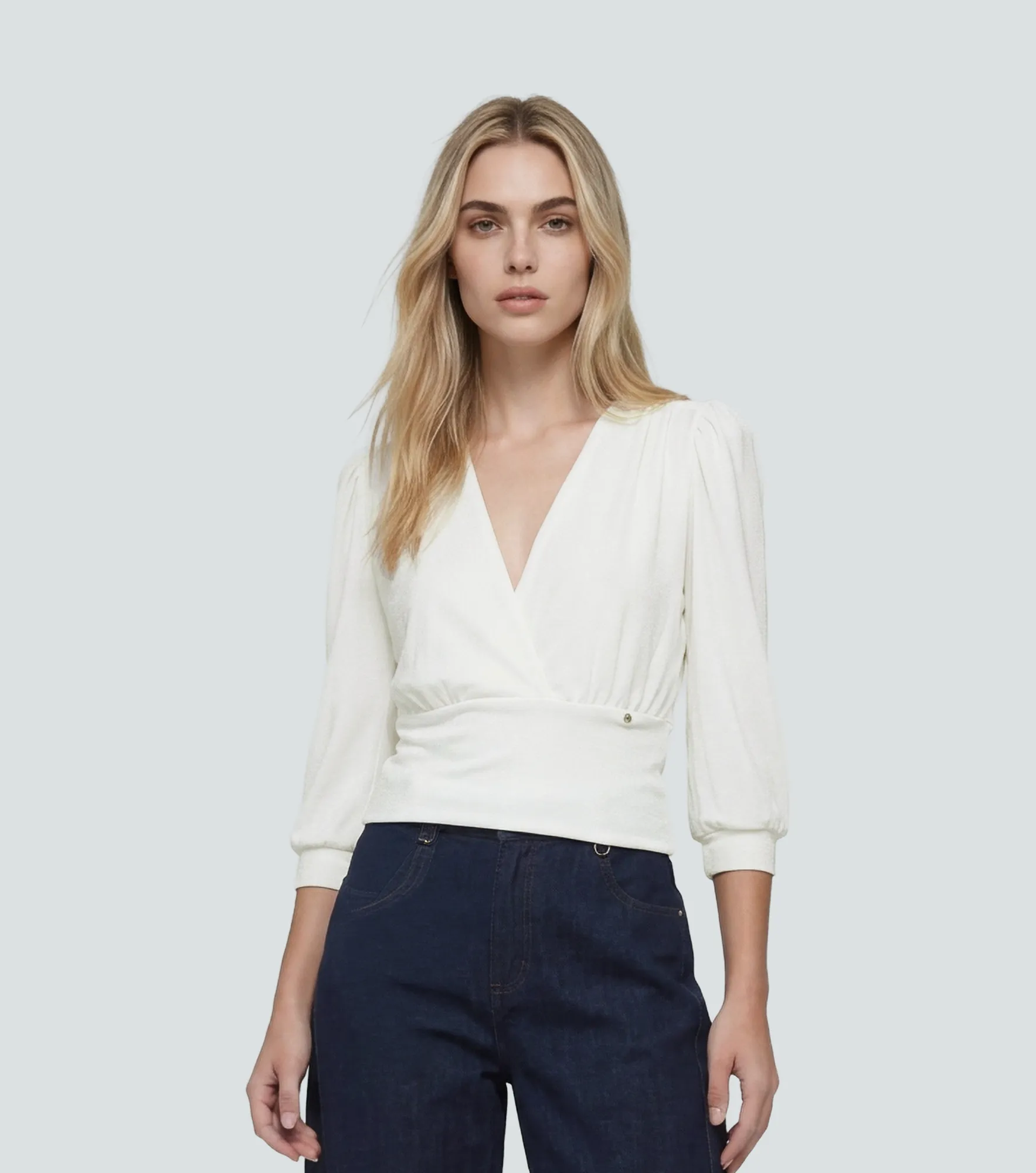 Blusa Para Mujer Cruzada En Delantero Unicolor Natasha Derek 828016 AR