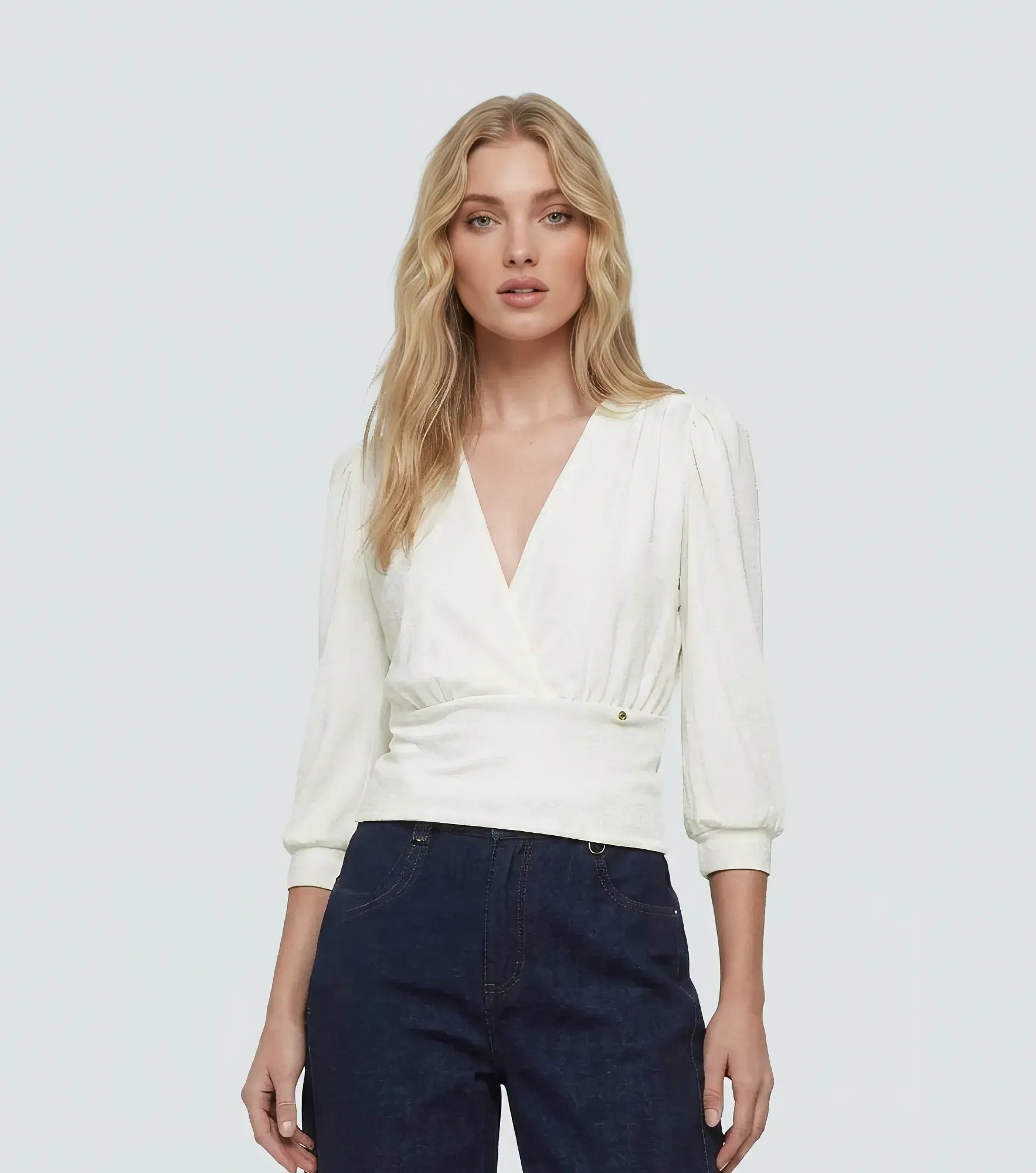 Blusa Para Mujer Cruzada En Delantero Unicolor Natasha DerekAR