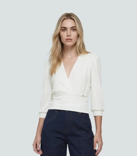 Blusa Para Mujer Cruzada En Delantero Unicolor Natasha DerekAR