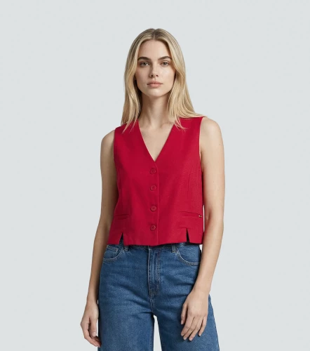 Chaleco Para Mujer En Lino Unicolor Ariana DerekRJ