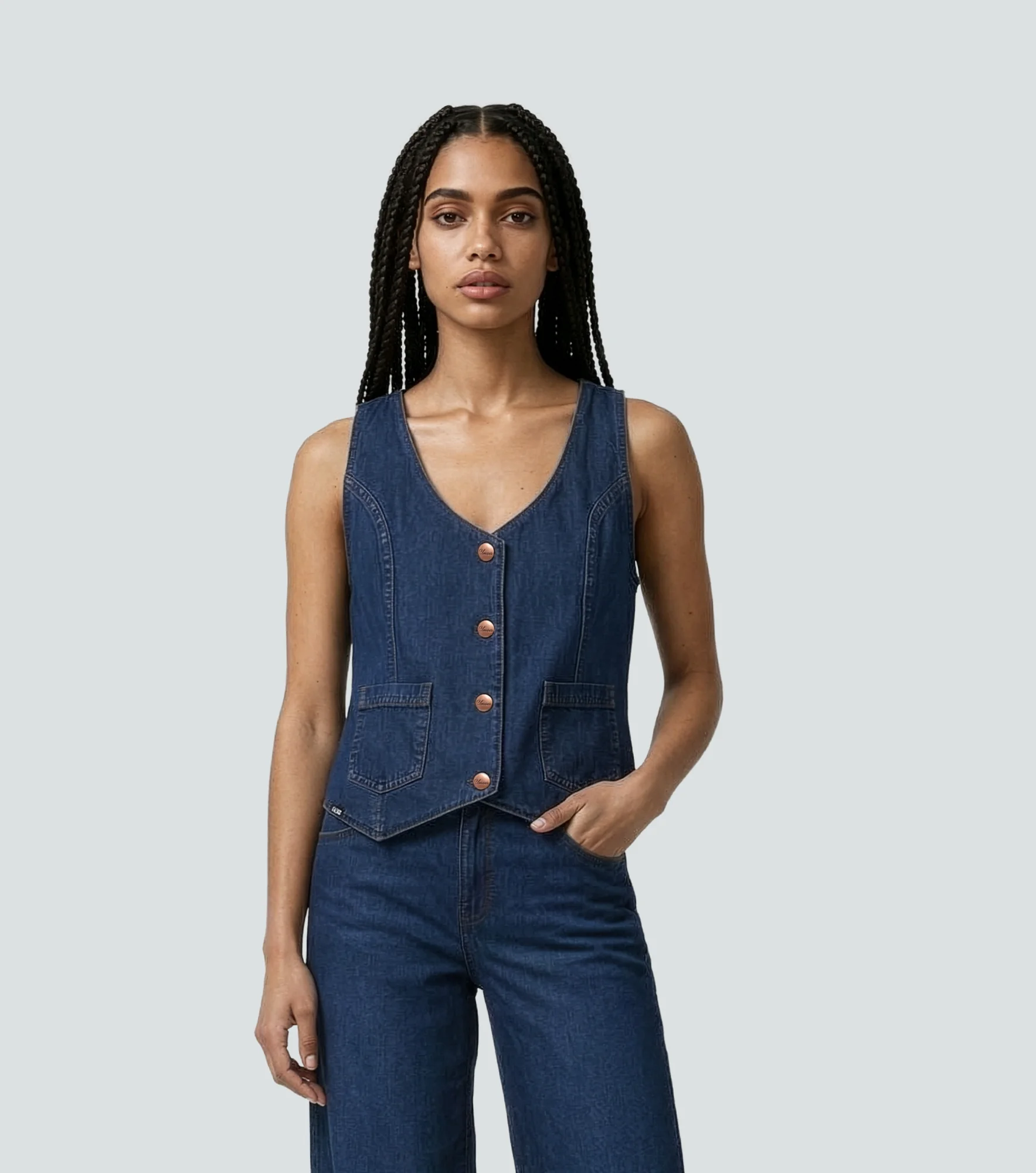 Raquel Chaleco Con Cortes Y Bolsillos En Delantero UnserAZ