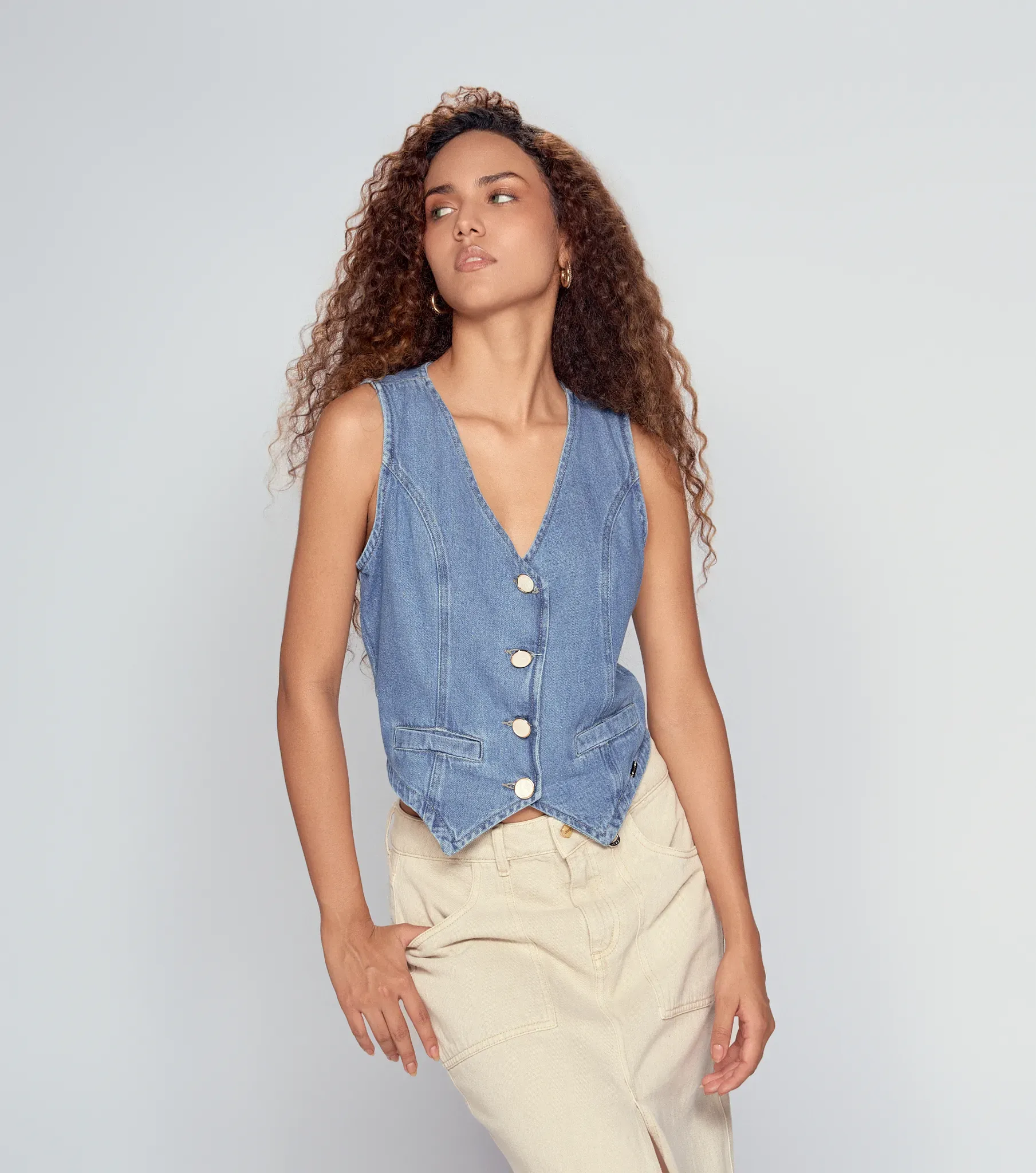 Chaleco Para Mujer En Indigo Con Proceso Christina DerekAZ