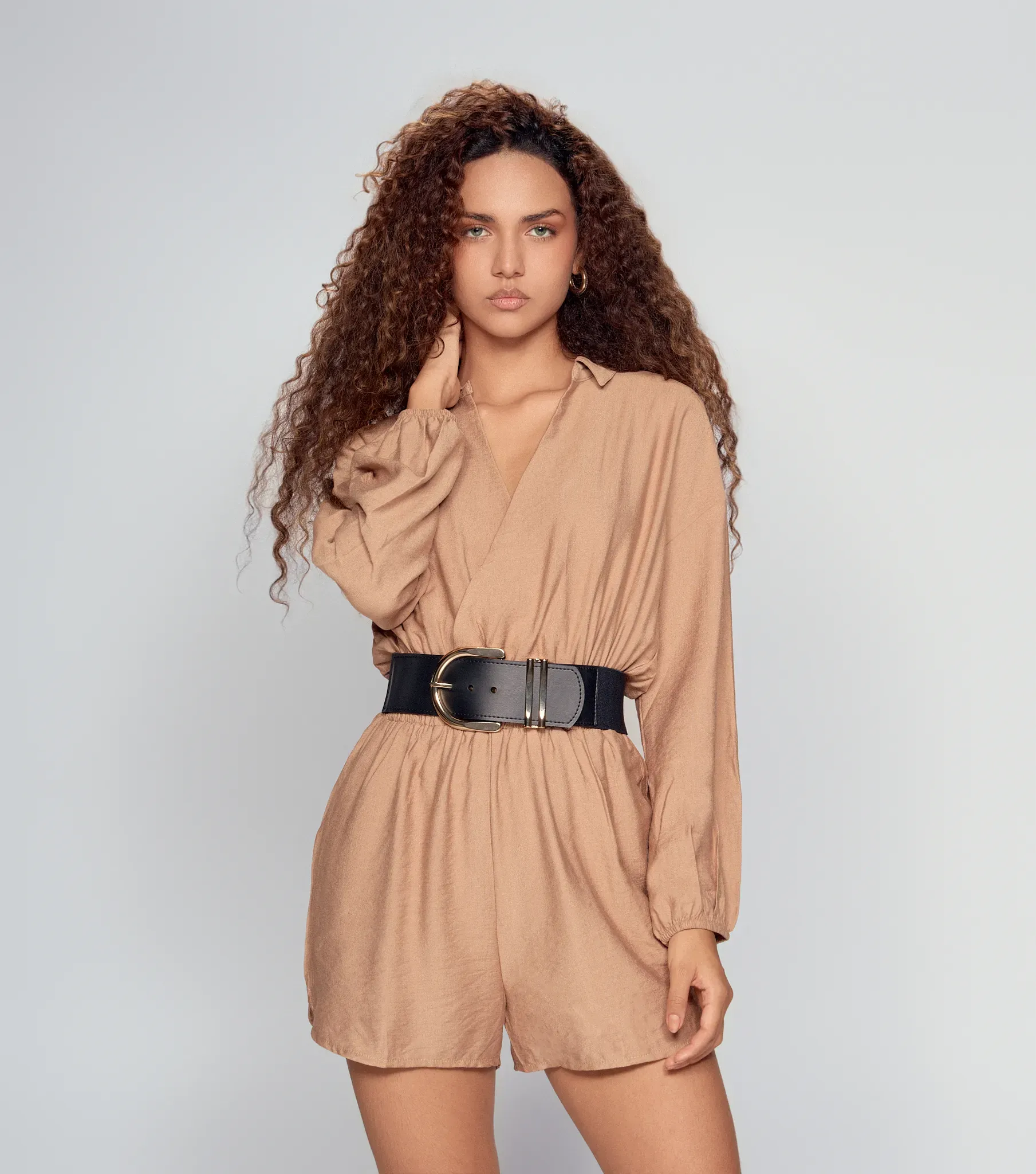 Enterizo Short Para Mujer Manga Larga Unicolor DerekKQ