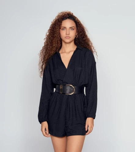Enterizo Short Para Mujer Manga Larga Unicolor DerekNG