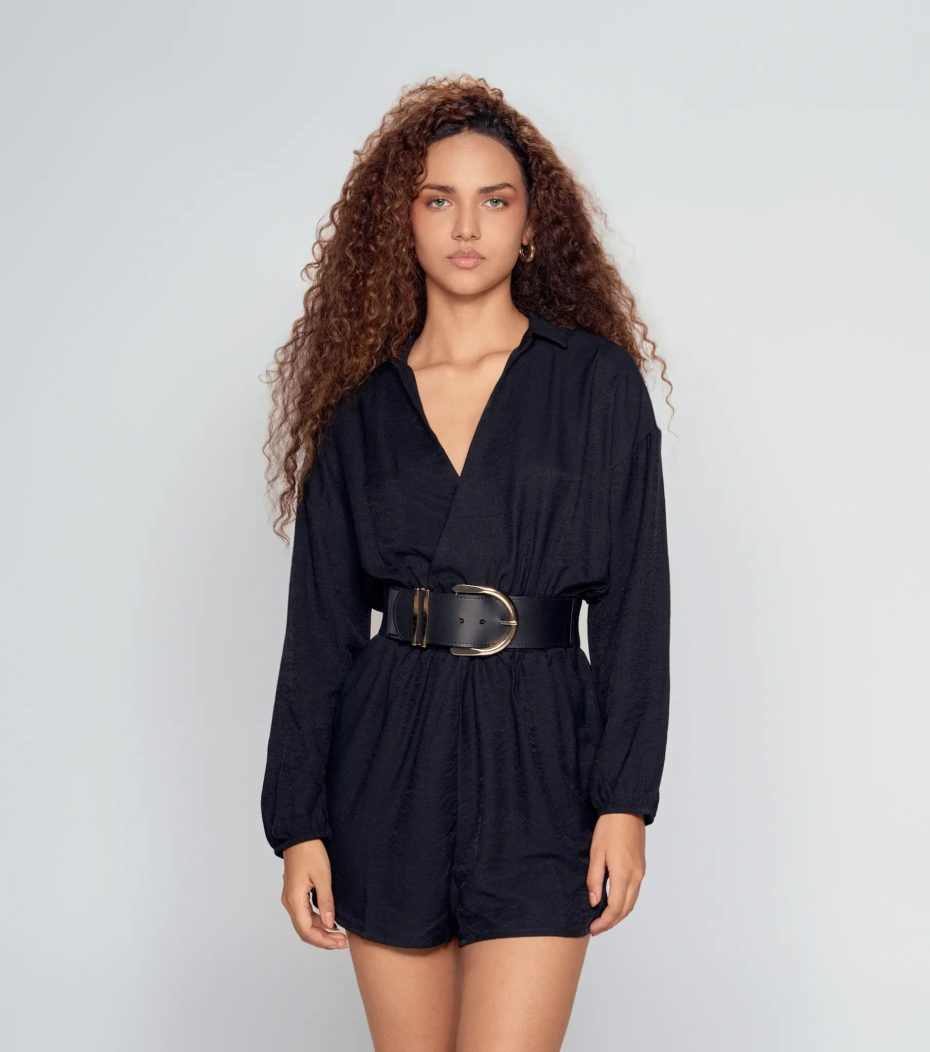 Enterizo Short Para Mujer Manga Larga Unicolor DerekNG