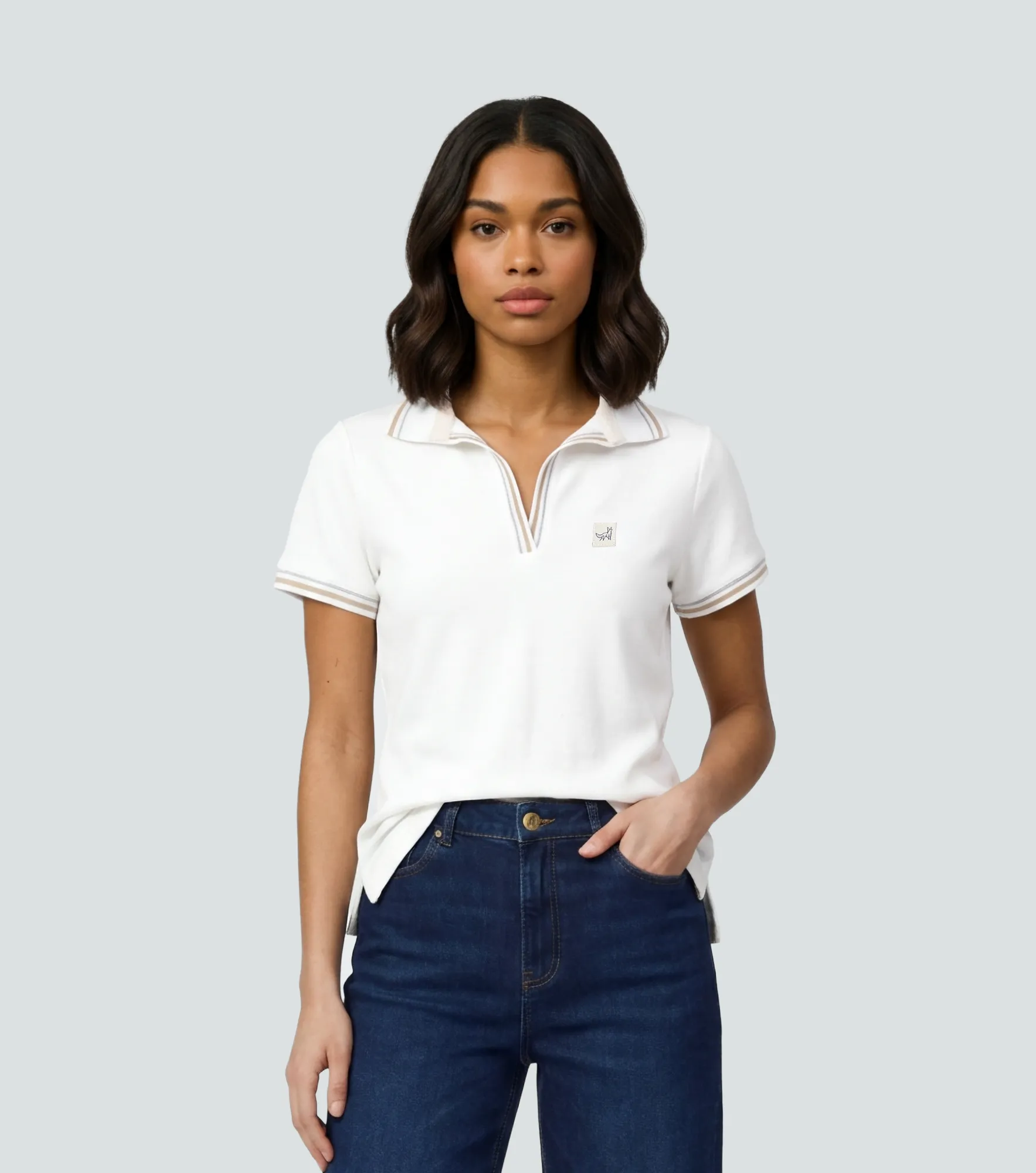 Laura Polo Unicolor Cuello En V Con Martingala Cuello Y Punos Tejidos Unser 834541 AR