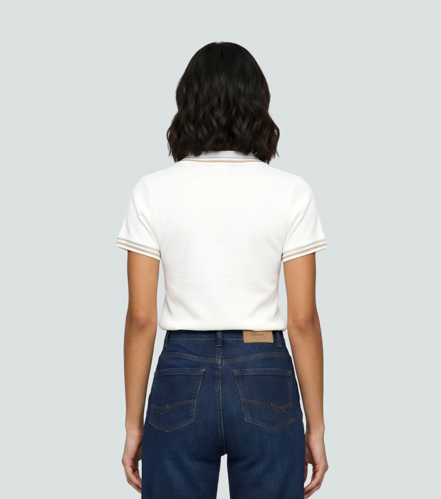 Laura Polo Unicolor Cuello En V Con Martingala Cuello Y Punos Tejidos Unser 834541 AR