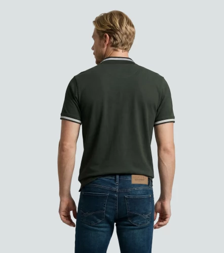 Slim Ivan Polo Unicolor Para Hombre Con Estampado En Delanero Y Cuello Neru UnserVD