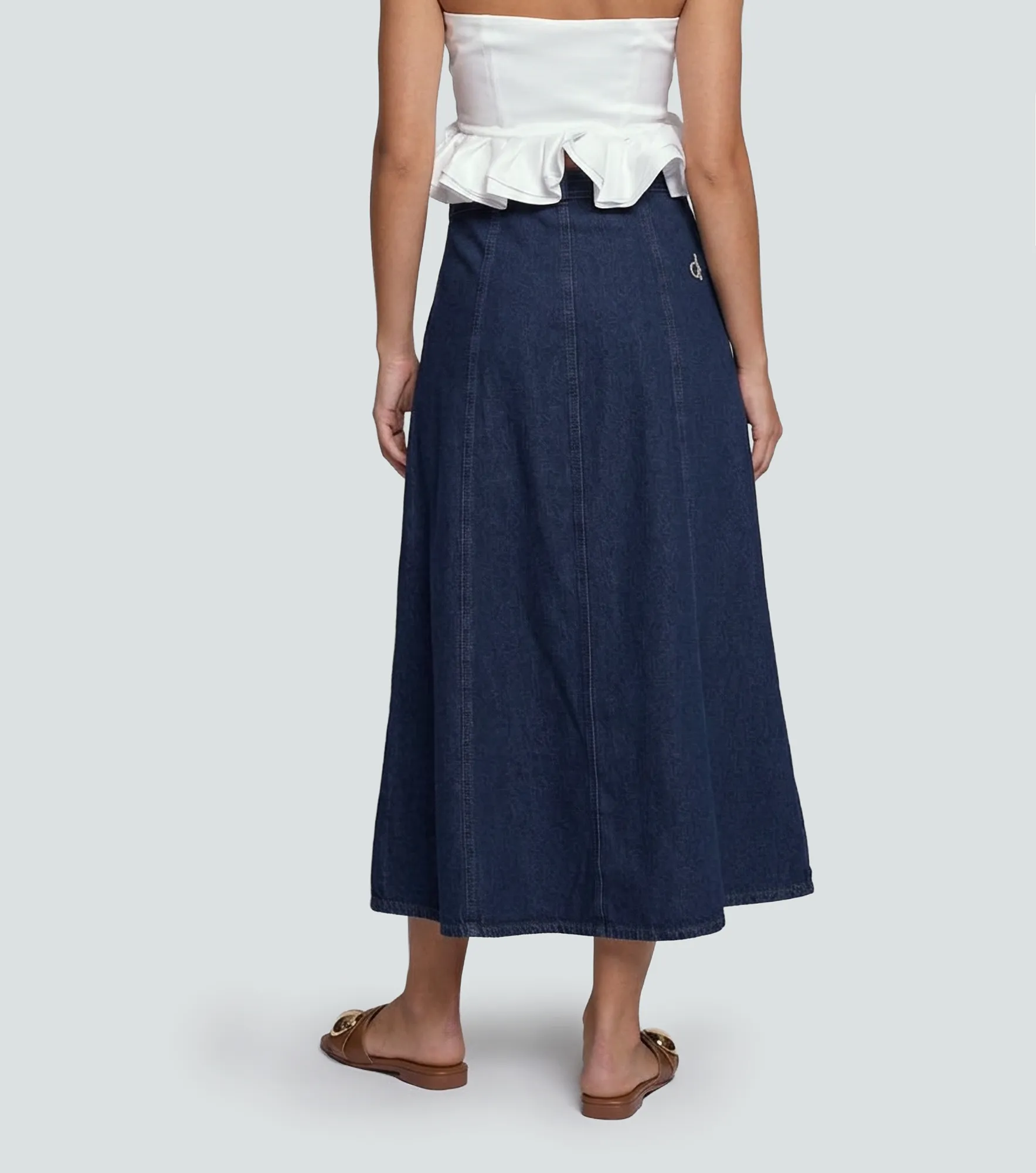 Falda En Indigo Para Mujer Con Aberturas Britanny Derek 837702 AZ