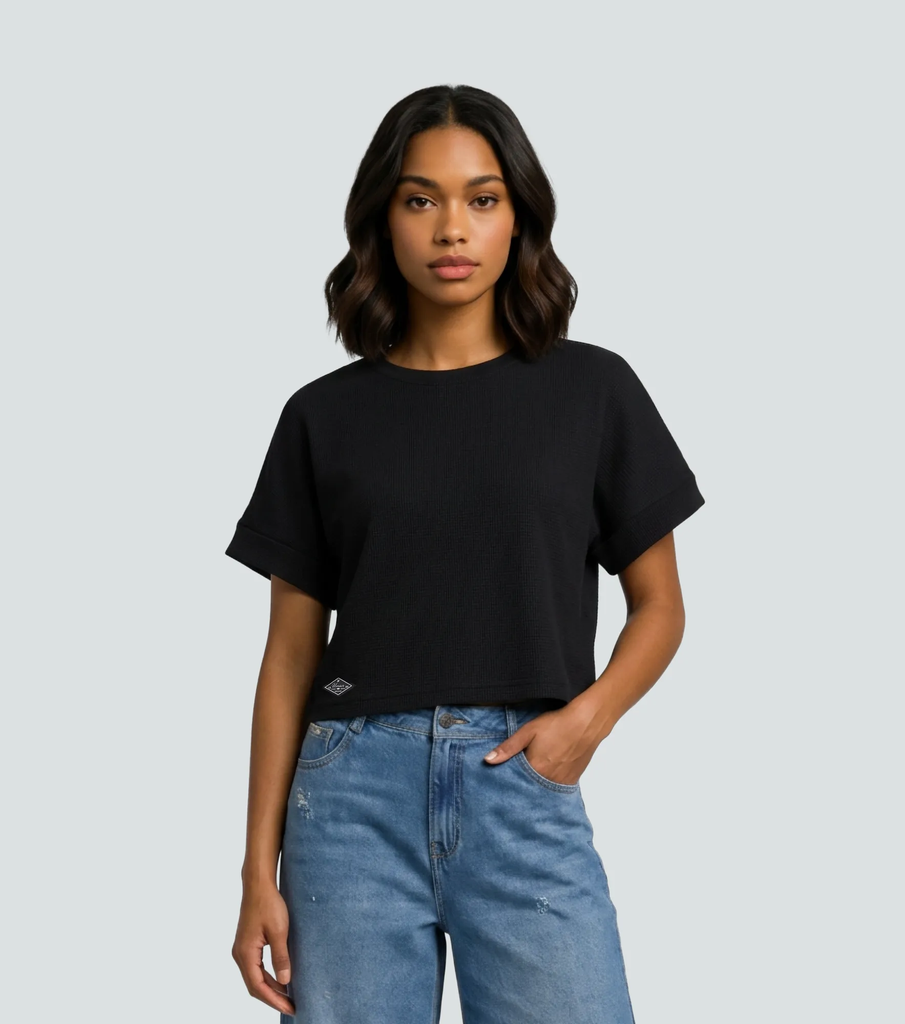 Victoria Blusa T Shirt Unicolor Manga Enteriza UnserNG