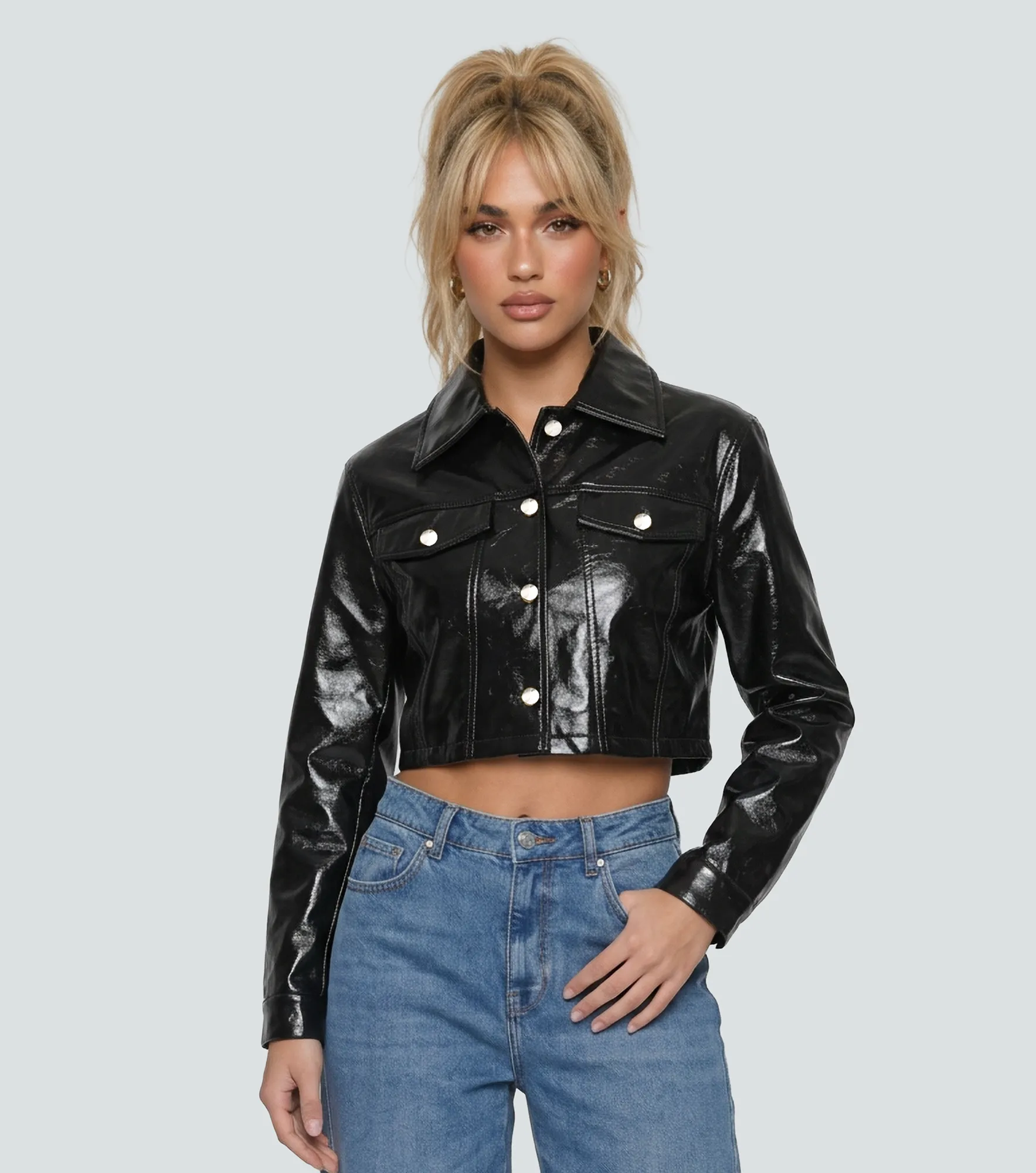 Chaqueta Biker De Cuero Estilo Motero Para Mujer Derek 838128 NG