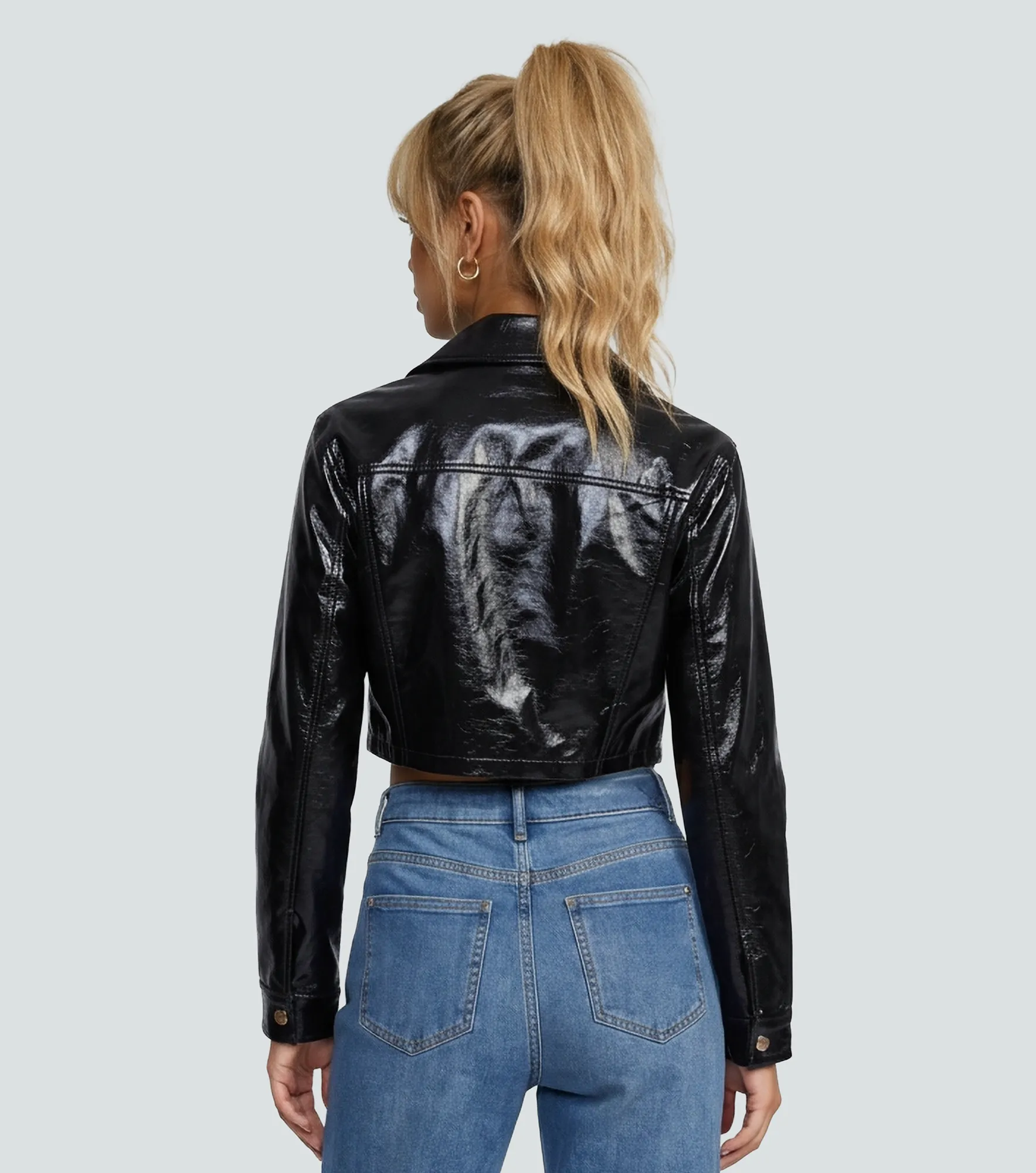 Chaqueta Biker De Cuero Estilo Motero Para Mujer Derek 838128 NG