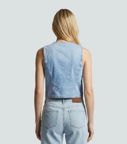 Chaleco Corto Para Mujer En Indigo Con Proceso Charlotte DerekAZ
