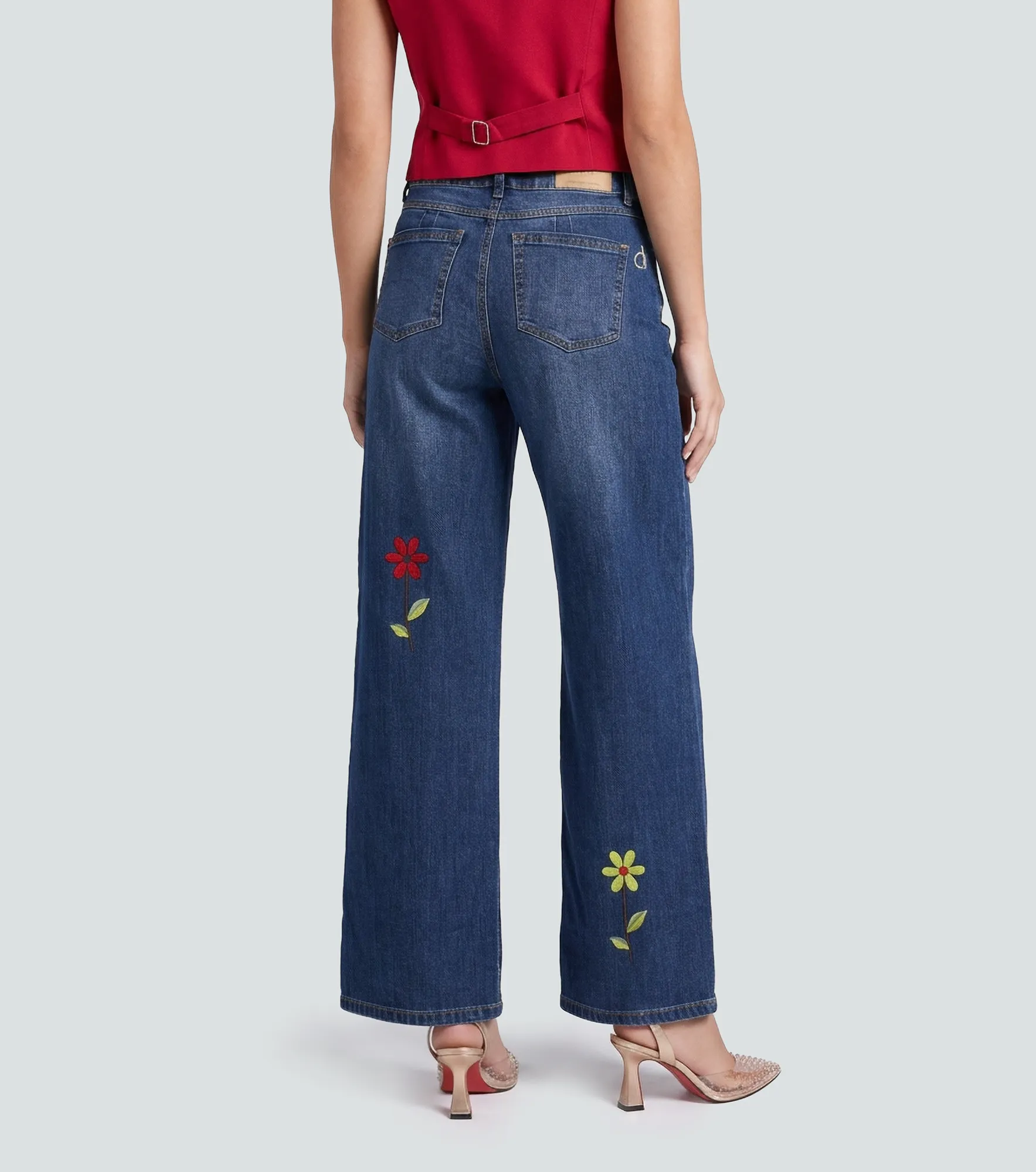 Praga Jean Para Mujer Wide Leg Con Bordado Roberta Derek 838239 AZ