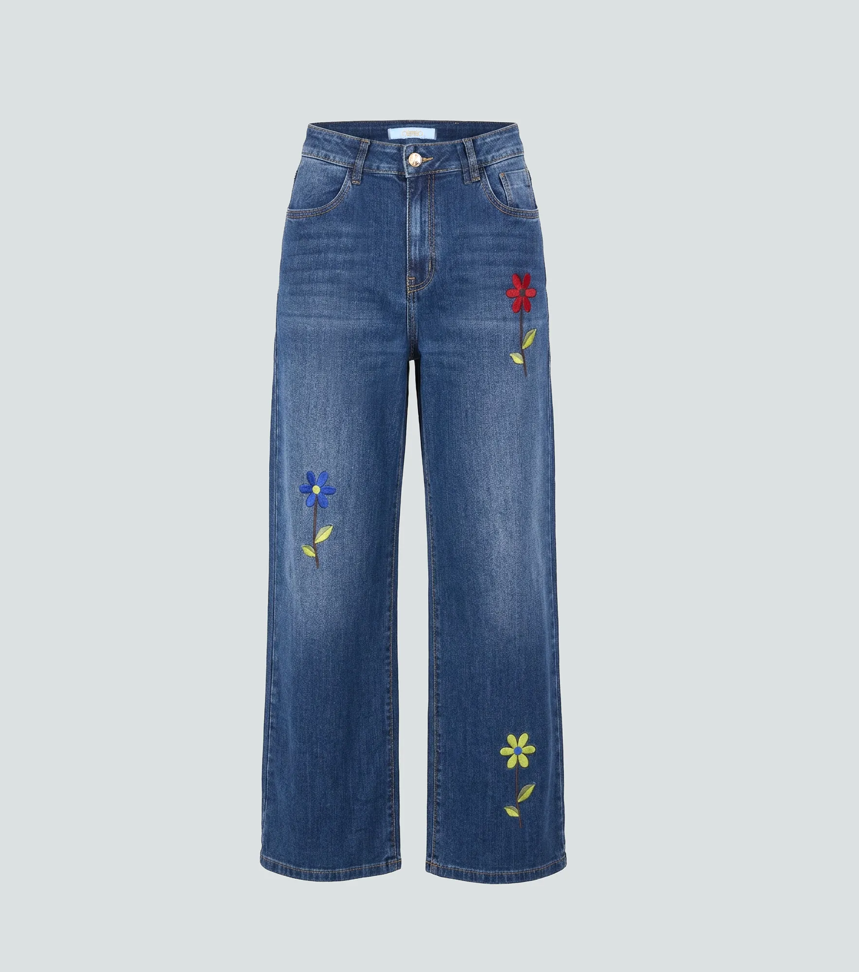 Praga Jean Para Mujer Wide Leg Con Bordado Roberta Derek 838239 AZ