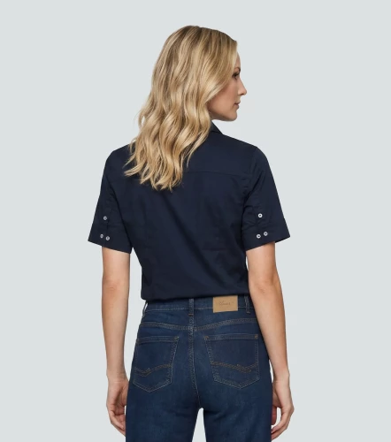 Samanta Blusa Camisera Manga Corta Unicolor Con Puno Y Perilla UnserAV