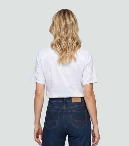 Samanta Blusa Camisera Manga Corta Unicolor Con Puno Y Perilla UnserBL