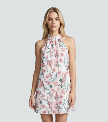Vestido Corto Para Mujer Tipo Halter Sublimado Ruth DerekBL