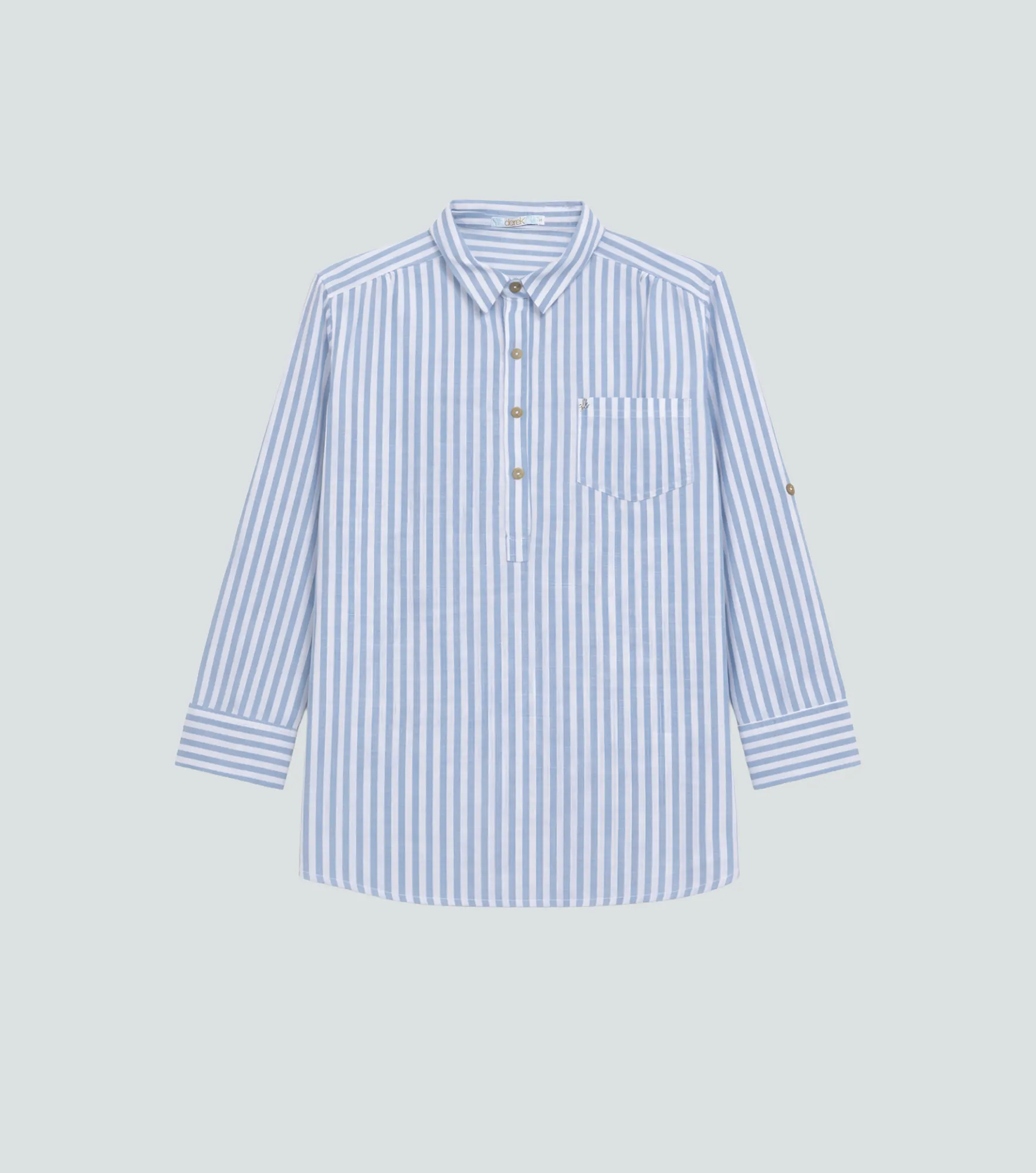 Blusa De Rayas En Lino Manga 3 4 Derek 832885 AZ