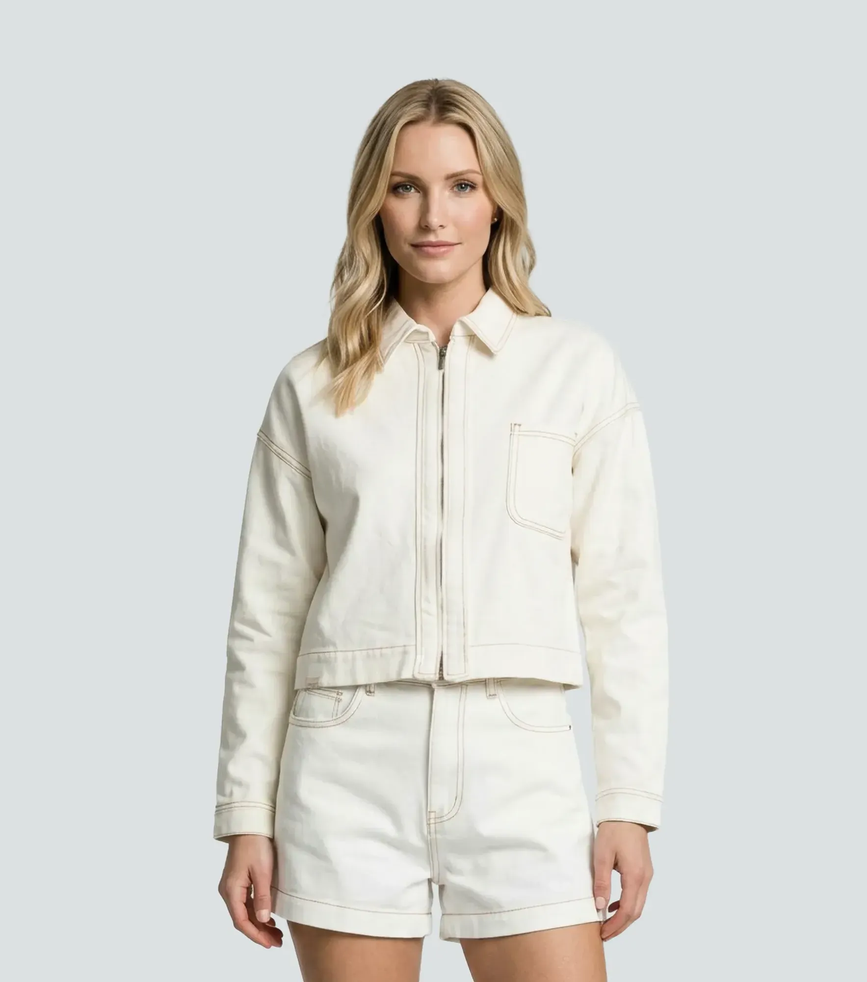 Clara Chaqueta Unicolor Con Detalle En Delantero UnserCR