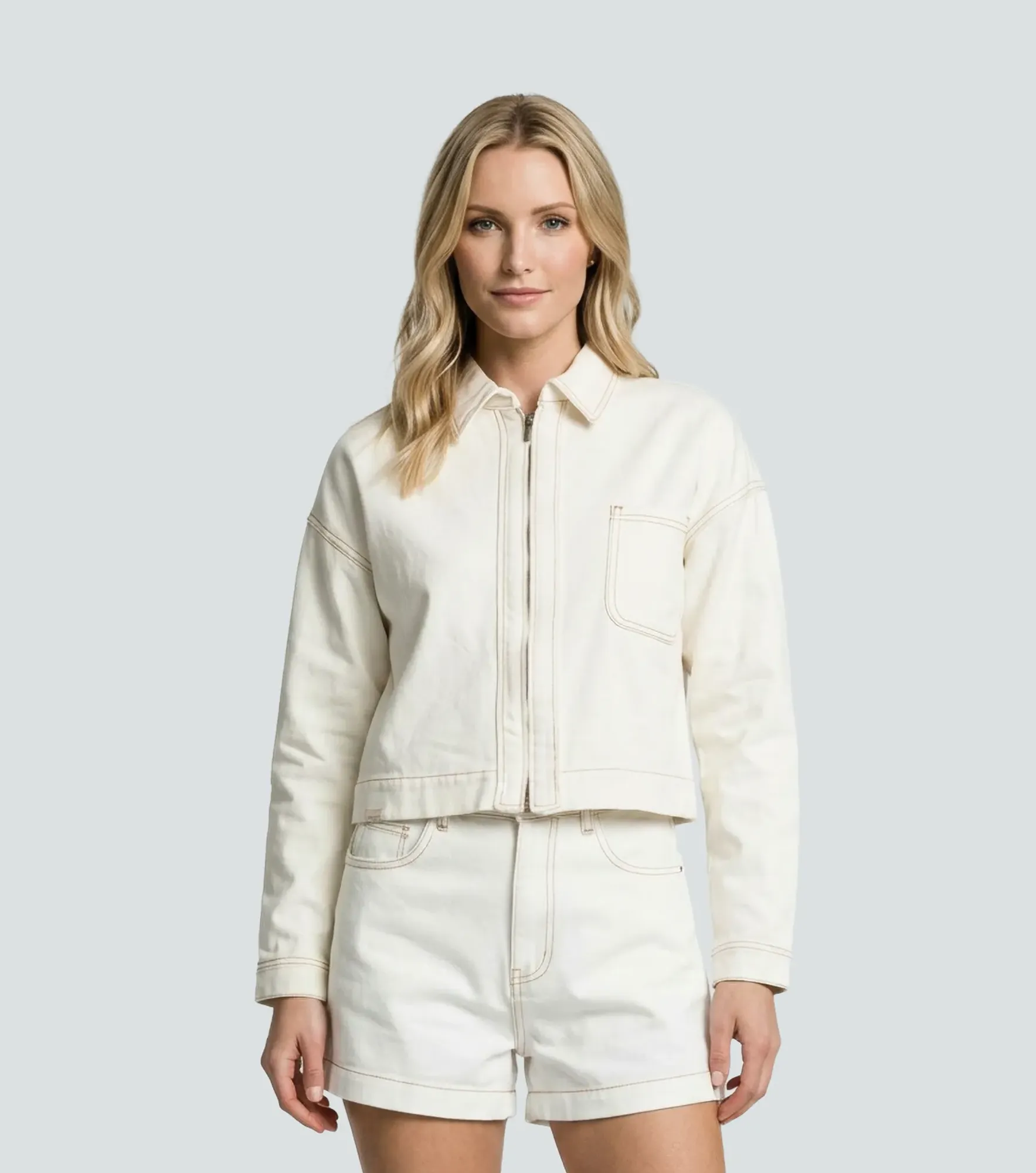 Clara Chaqueta Unicolor Con Detalle En Delantero UnserCR