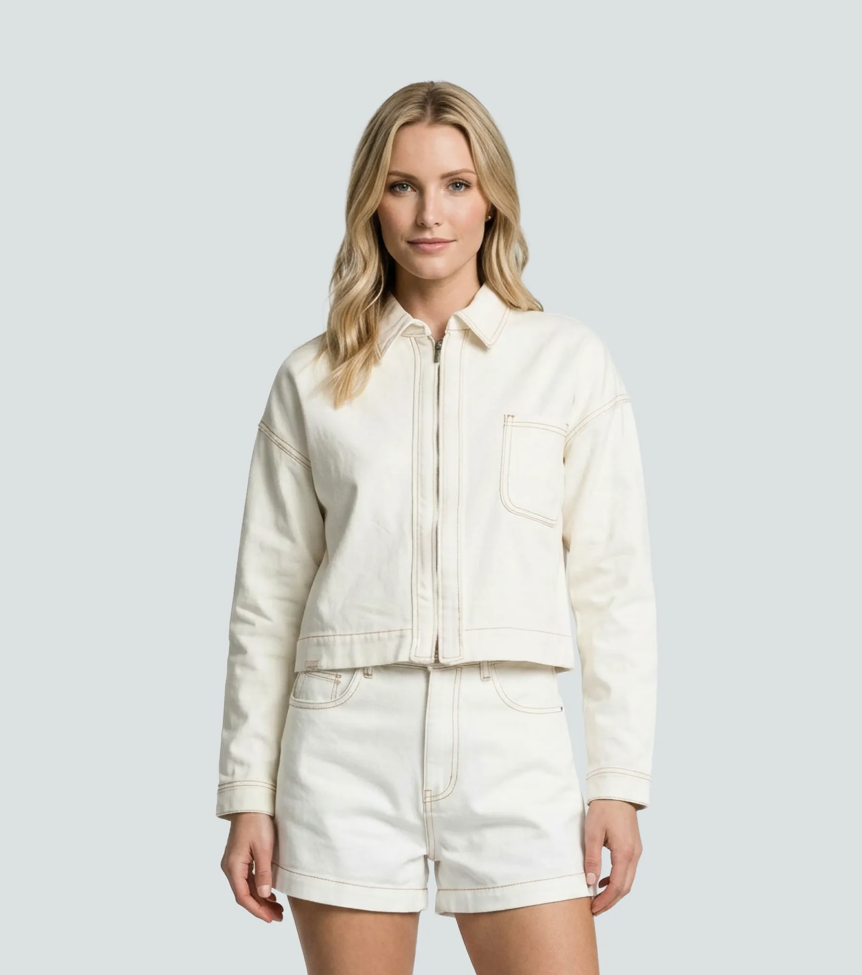Clara Chaqueta Unicolor Con Detalle En Delantero UnserCR