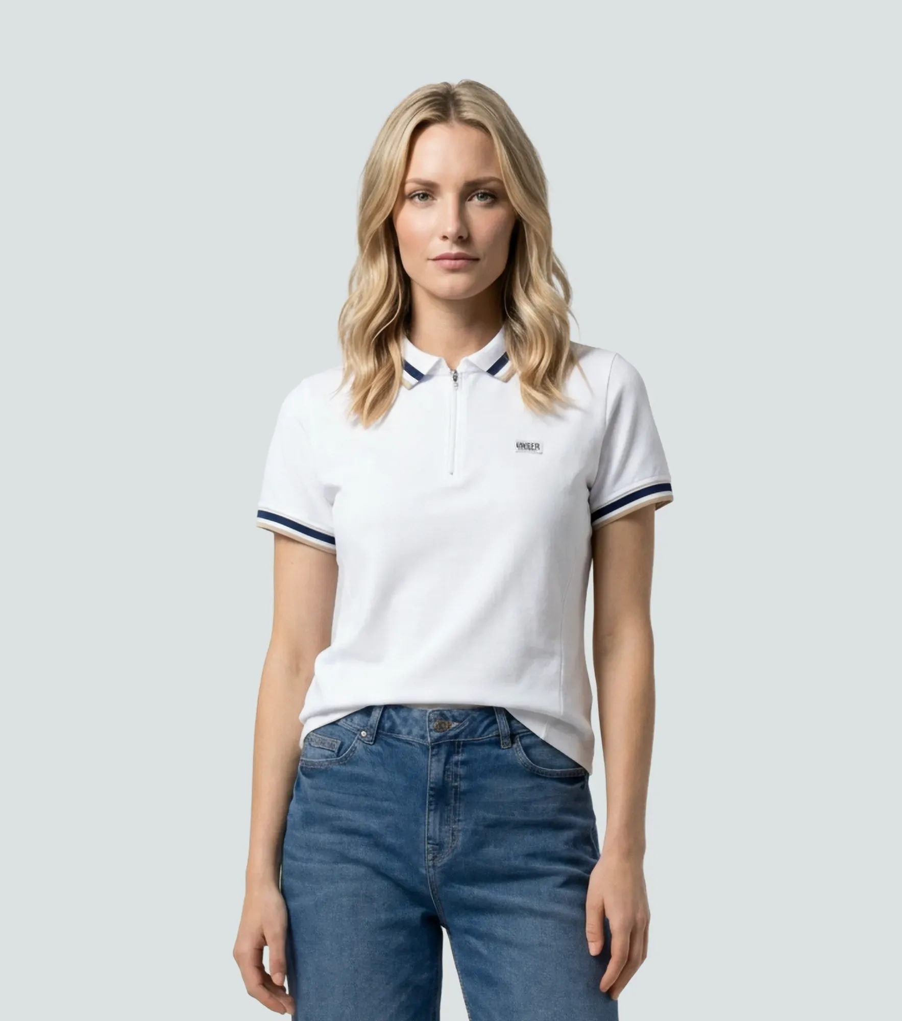 Mary Blusa Polo Con Cortes Cuello Y Punos Tejidos Unser 832675 BL