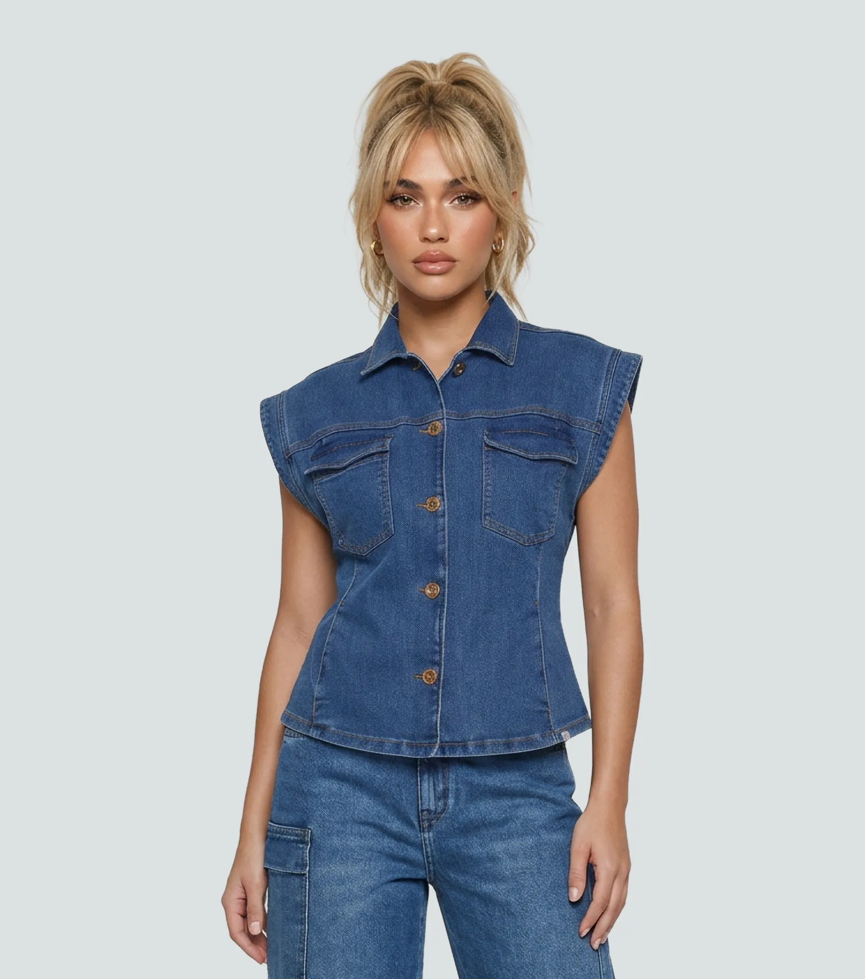 Chaleco En Indigo Para Mujer Con Proceso Tatis DerekAZ