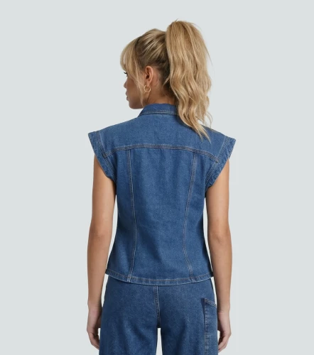 Chaleco En Indigo Para Mujer Con Proceso Tatis DerekAZ