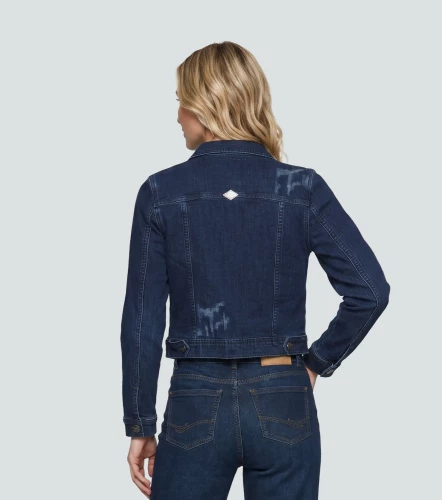 Susan Chaqueta En Denim Con Detalles En Contraste UnserAZ
