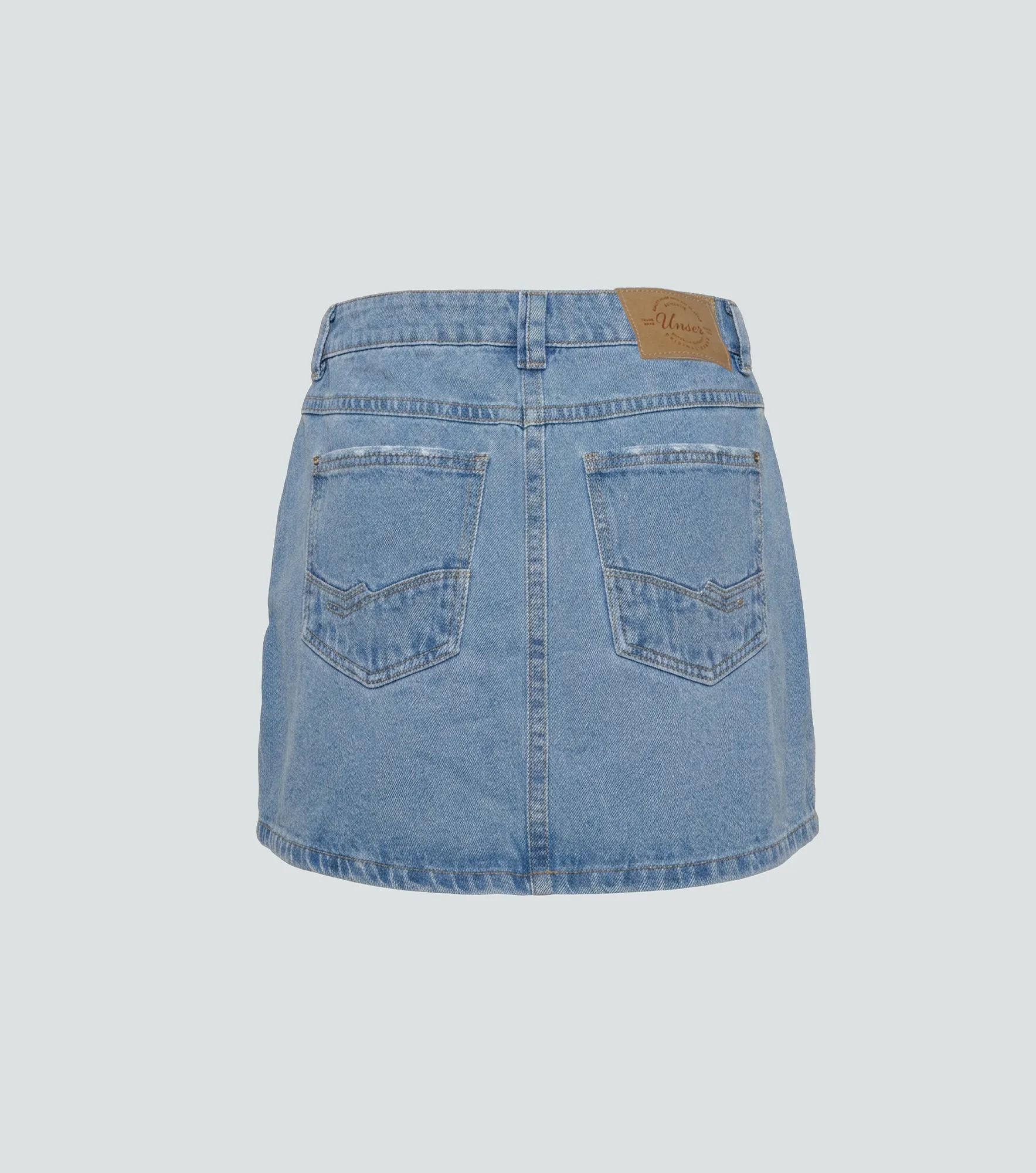 Alicia Falda En Denim Proceso Claro Con Detalles En Costados Unser 837867 AZ