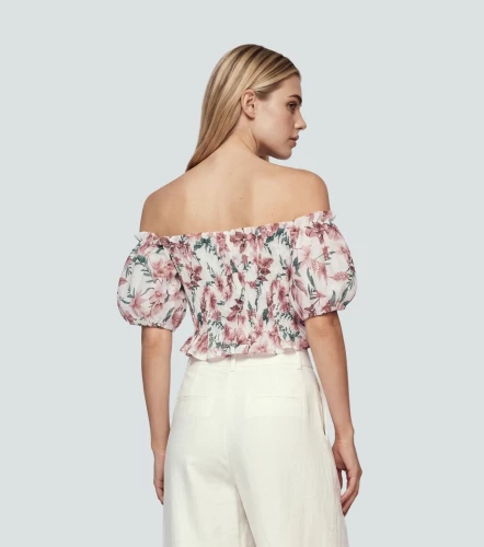 Blusa Para Mujer Con Escote Bardot Encauchada Ruth DerekBL