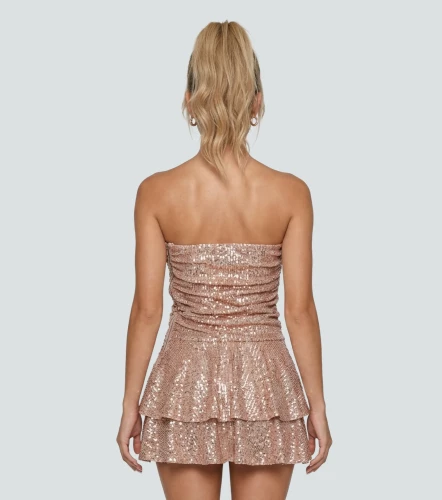 Vestido Corto Strapless Para Mujer Brillante Alia DerekKQ
