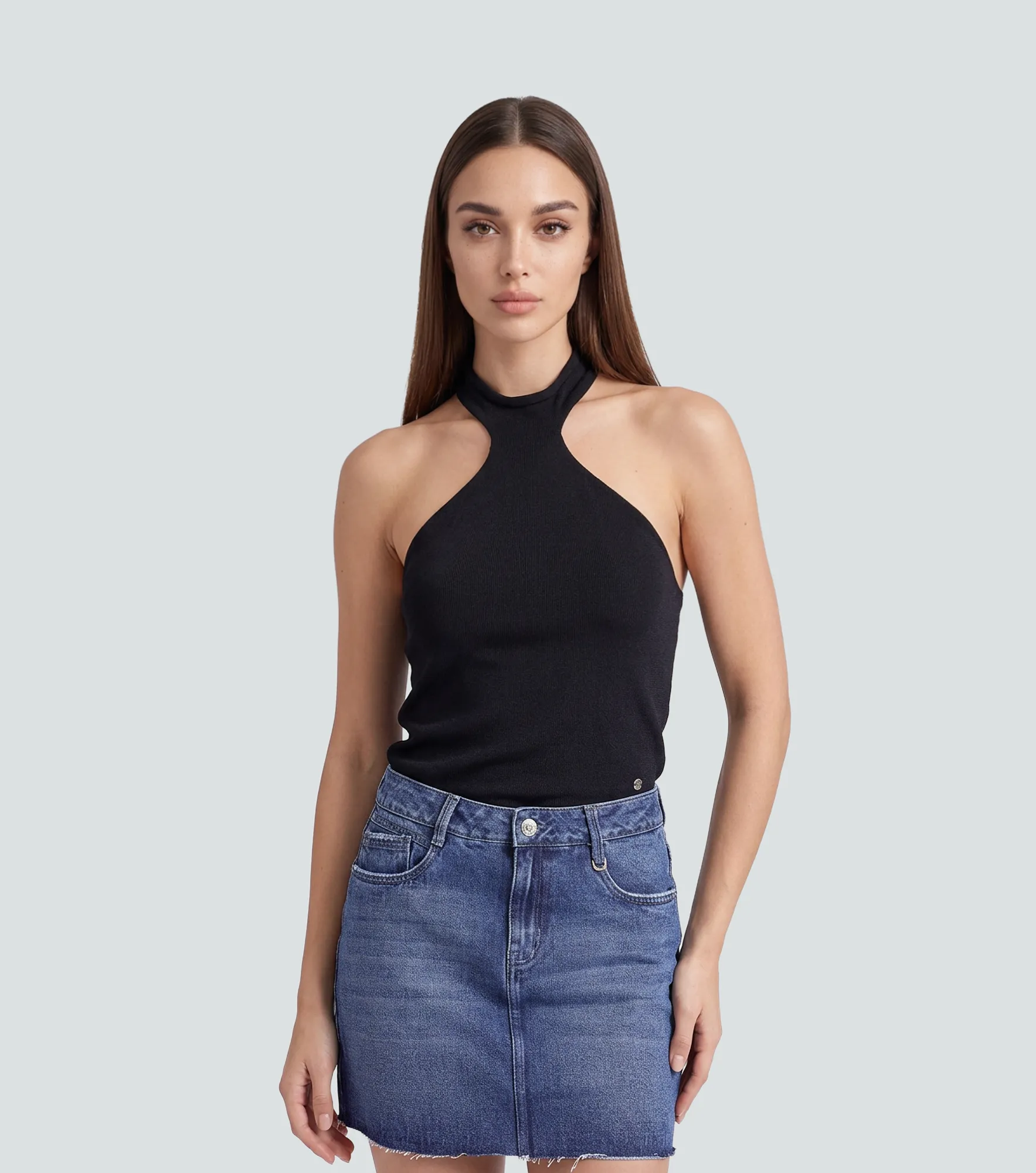 Blusa Halter Para Mujer Unicolor Aleja DerekNG