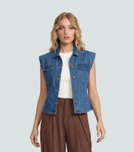 Chaleco En Indigo Para Mujer Con Proceso Tatis DerekAZ
