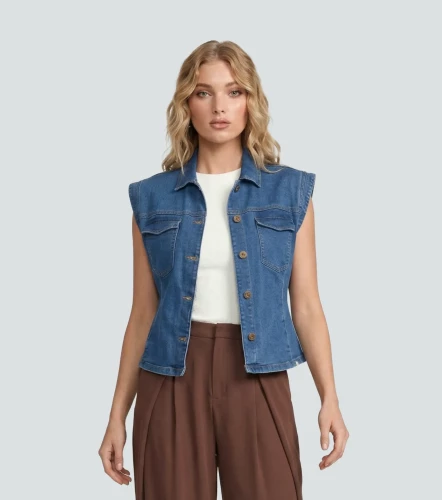 Chaleco En Indigo Para Mujer Con Proceso Tatis DerekAZ